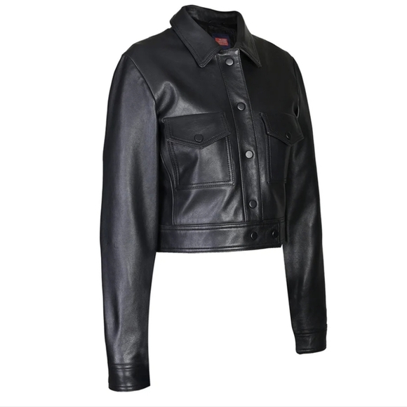 Women's Black Leather Jacket - Picture 2 of 16